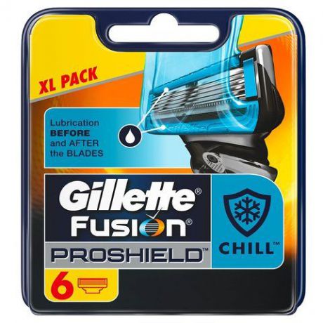 Сменные кассеты для бритв Gillette Сменные лезвия Fusion ProShield Chill (6шт)
