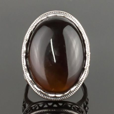 Кольцо бижутерное Мастерская Крутовых мк-8113_р.18, Бижутерный сплав, Агат, 18, черный