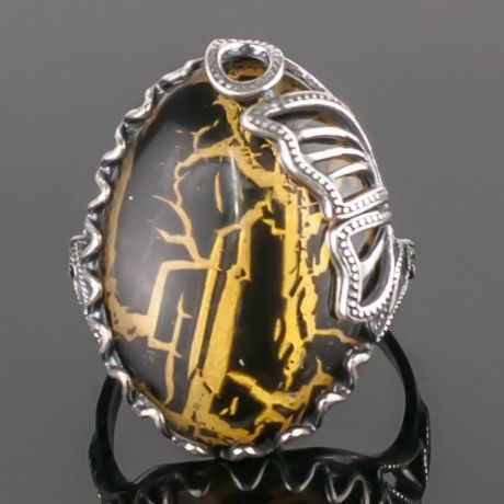 Кольцо бижутерное Мастерская Крутовых мк-8090_р.18, Бижутерный сплав, Смола ювелирная, 18, желтый