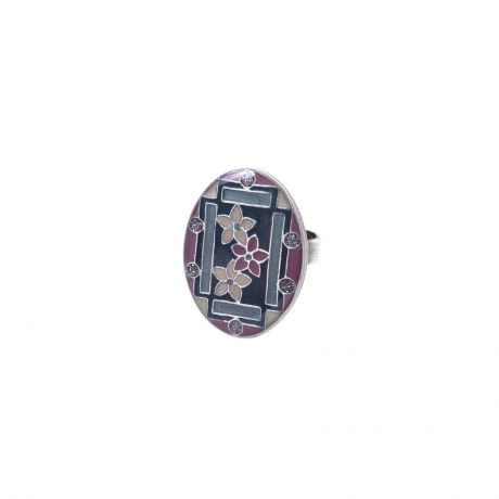 Кольцо бижутерное Clara Bijoux арт. K75803-3, Гипоаллергенный сплав, Эмаль, Безразмерное, фиолетовый, бежевый, серый