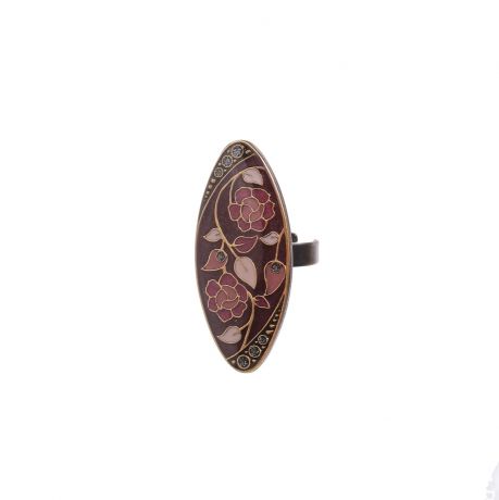 Кольцо бижутерное Clara Bijoux безразмерное, Гипоаллергенный сплав, Эмаль, Безразмерное, бежевый, розовый, фиолетовый