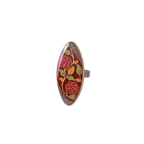 Кольцо бижутерное Clara Bijoux 4 см, Гипоаллергенный сплав, Эмаль, Безразмерное, бордовый, желтый, зеленый, красный, розовый