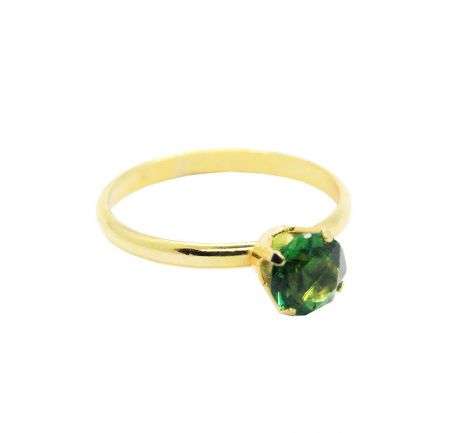 Кольцо бижутерное "Изумруд". Ювелирный сплав золотого тона кристалл Swarovski зеленого цвета. США 1970-е годы, Ювелирный сплав, 18, зеленый