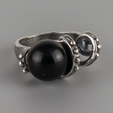 Кольцо бижутерное Мастерская Крутовых мк-8339_р.17,5, Бижутерный сплав, Агат, черный
