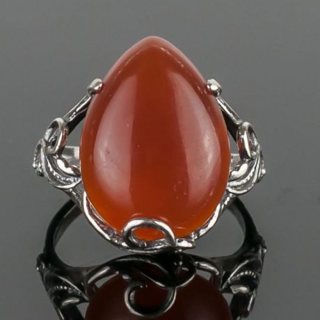 Кольцо бижутерное Мастерская Крутовых мк-8383_р.18,5, Бижутерный сплав, Сердолик, оранжевый