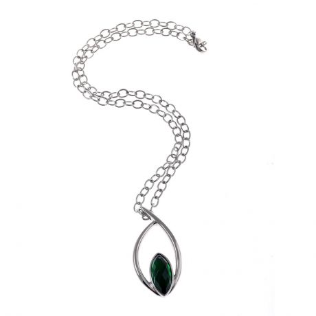 Колье/ожерелье бижутерное Fiore Luna Колье, Гипоаллергенный сплав, Кристалл, 45 см, BP01337-7.8 G, зеленый