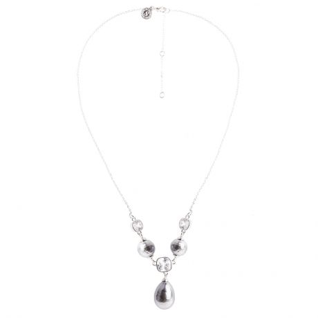 Колье/ожерелье бижутерное Fiore Luna 15NK/XM11 BW, Гипоаллергенный сплав, Жемчуг искусственный, 40 см, серебристый