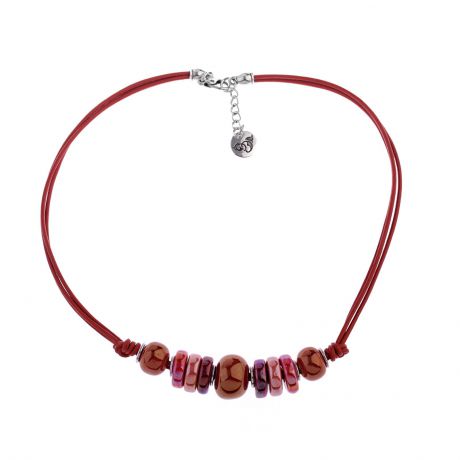 Колье/ожерелье бижутерное By Dziubeka 45 см, Керамика, Керамика, 45 см, бордовый, коричневый, розовый