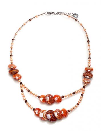 Колье/ожерелье бижутерное Antica Murrina "Монете 3", CO960A25, Муранское стекло, 48-53 см, оранжевый