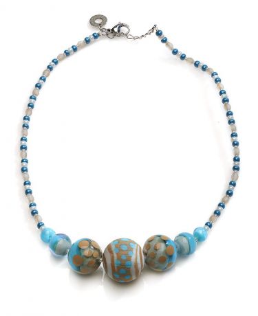 Колье/ожерелье бижутерное Antica Murrina "Папайя 2", CO963A07, Муранское стекло, 45-50 см, голубой