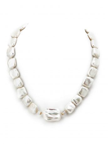 Колье/ожерелье бижутерное ЖемАрт 226-022, Жемчуг, Бижутерный сплав, белый, золотой