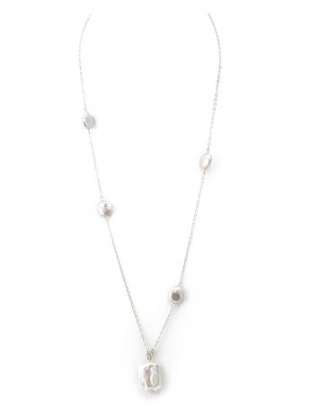 Колье/ожерелье бижутерное ЖемАрт 229-55, Жемчуг, Бижутерный сплав, белый, серебристый