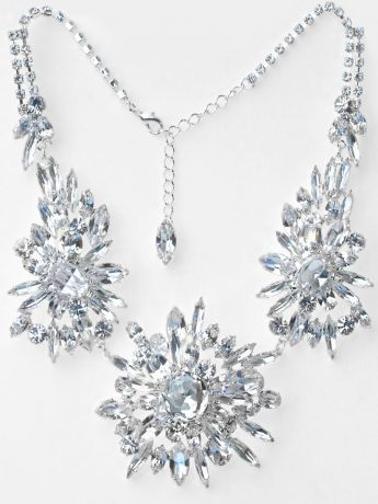 Колье/ожерелье бижутерное BRIKOLY 2000000000206, Латунь, Кристаллы, 44 см, серебристый