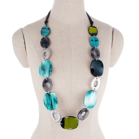 Колье/ожерелье бижутерное Selena 10117301, Гипоаллергенный пластик, зеленый, серый
