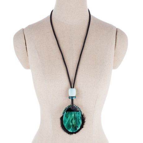 Колье/ожерелье бижутерное Selena 10117391, Кристаллы Swarovski, зеленый, черный