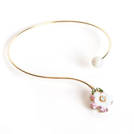 Колье/ожерелье бижутерное Selena 10099741, Кристаллы Swarovski, белый, золотой, розовый