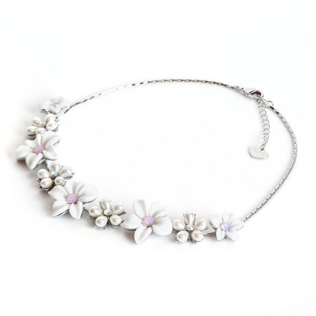 Колье/ожерелье бижутерное Selena 10099761, Кристаллы Swarovski, белый, розовый, серебристый