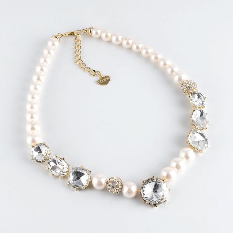 Колье/ожерелье бижутерное Selena 10118391, Кристаллы Swarovski, белый, золотой