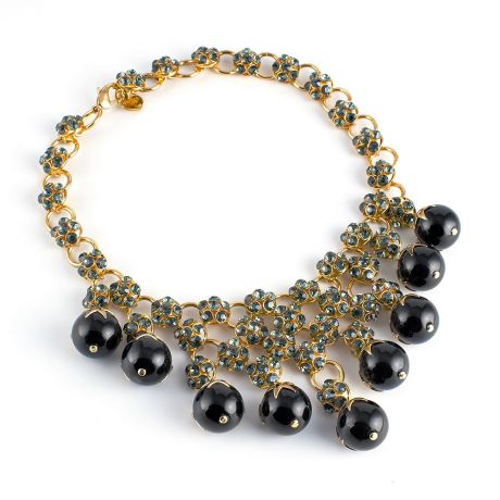 Колье/ожерелье бижутерное Selena 10119891, Кристаллы Swarovski, золотой, черный
