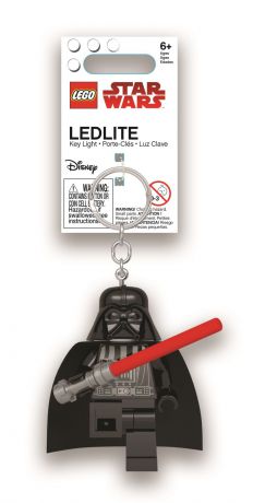 Брелок-фонарик для ключей Lego Star Wars - Darth Vader with Lightsaber, цвет: темно-серый. LGL-KE121
