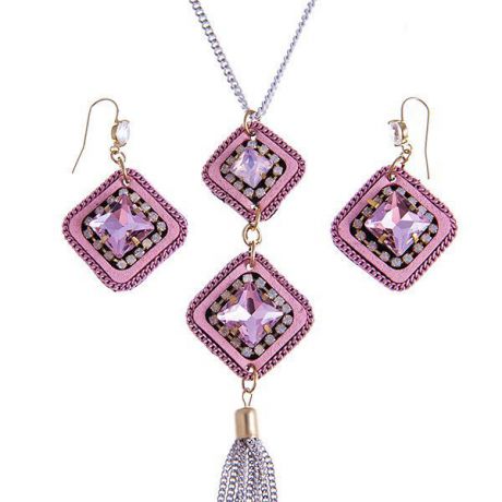 Комплект бижутерии Selena 10093392, Муранское стекло, розовый