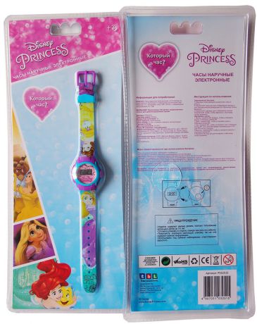 Часы наручные детские Disney Princess, цвет: голубой, фиолетовый. PS32515