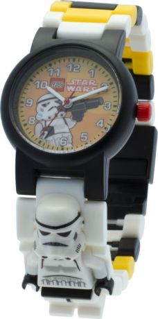 Часы наручные аналоговые LEGO "Star Wars" с мини-фигурой Stormtrooper на ремешке, цвет: черный, белый