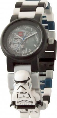 Часы наручные аналоговые LEGO "Star Wars" с мини-фигурой Stormtrooper на ремешке, цвет: белый, черный
