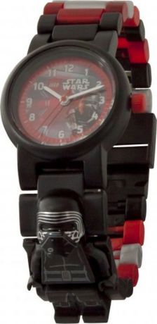 Часы наручные аналоговые LEGO "Star Wars Episode 7", с мини-фигурой Kylo Ren на ремешке, цвет: черный, красный