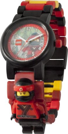 Часы наручные аналоговые LEGO "Ninjago Movie", с мини-фигурой Kai на ремешке, цвет: черный, красный