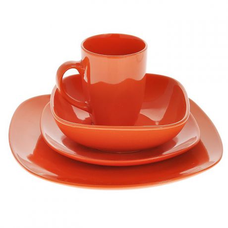 Набор столовый "Besko", цвет: оранжевый, 4 предмета