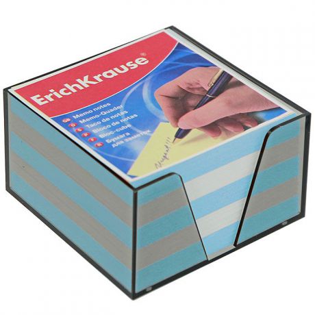 Бумага для заметок ErichKrause, в подставке, 90 x 90 x 50 мм, белый, голубой