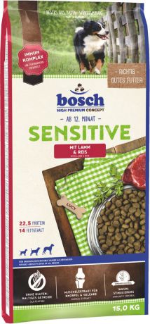 Корм сухой Bosch "Sensitive Lamm & Reis" для взрослых собак, склонных к аллергии, с ягненком и рисом, 15 кг