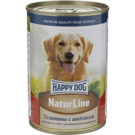 Консервы для собак Happy Dog "Natur", с телятиной и индейкой, 400 г. 15881