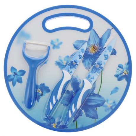 Набор ножей "Голубые цветы", 4 предмета