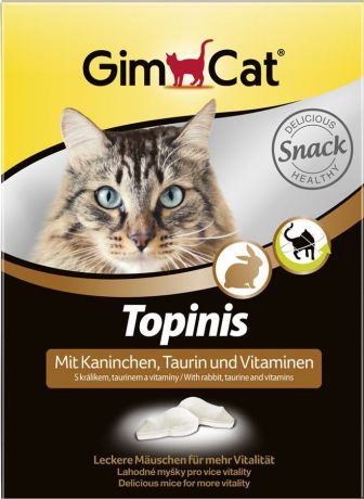 Лакомство Gimborn GimCat Мышки, с кроликом и таурином, для сердца и зрения, витаминизированное, для кошек, 220 г
