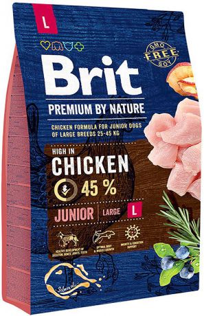 Корм сухой Brit Premium by Nature Junior L, для молодых собак крупных пород, 3 кг