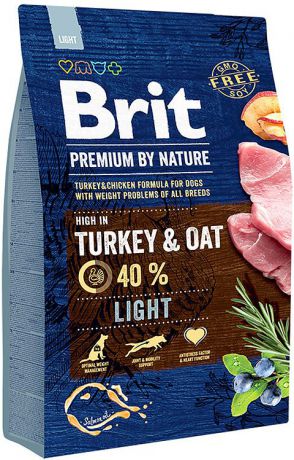 Корм сухой Brit Premium by Nature Light, для взрослых собак с избыточным весом, 3 кг