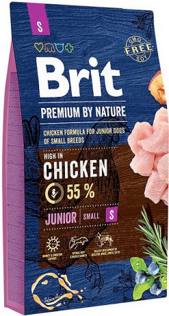 Корм сухой Brit Premium by Nature Junior S, для молодых собак мелких пород, 8 кг