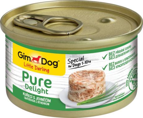 Корм сырой Gimborn Gimdog Pure Delight Цыпленок С Ягненком, для собак, 85 г