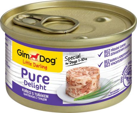 Корм сырой Gimborn Gimdog Pure Delight Цыпленок С Тунцом, для собак, 85 г