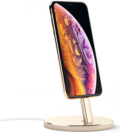 Док-станция Satechi Aluminum Desktop Charging Stand для iPhone с Lightning разъемом, ST-AIPDG, золотой