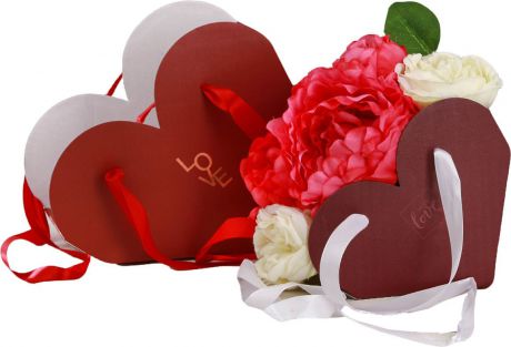 Набор подарочных коробок Дарите Счастье "Сердце с лентами. Love", складные, 3648778,