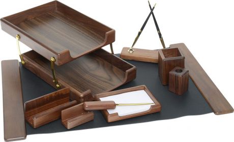 Настольный деревянный набор, 9 предметов, фактура - орех , оттенок - натуральный, Good Sunrise