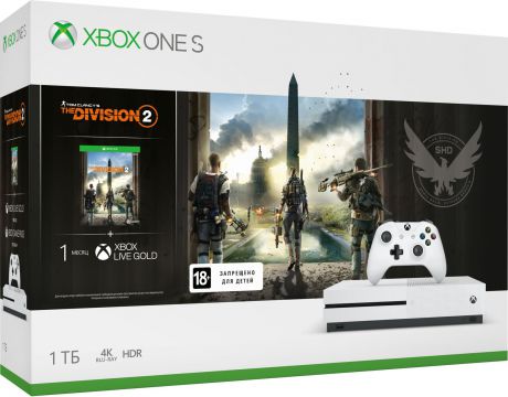 Игровая приставка Xbox One S 1 ТБ, 40907, белый + Tom Clancy's The Division 2 (234-00882)