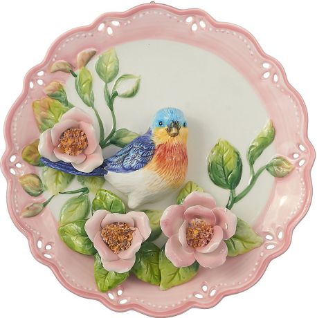 Декоративная тарелка Lefard Птица, 59-171, розовый, 20 х 20 х 4 см