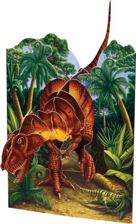 Открытка Santoro Динозавр, объемная, разноцветный, 20 х 14 х 10 см