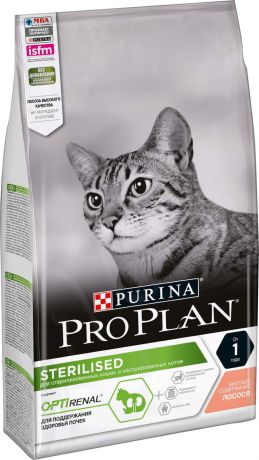 Корм сухой Pro Plan для стерилизованных кошек, с лососем, 1,5 кг