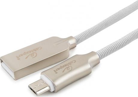 Кабель Cablexpert Platinum, USB 2.0, AM/microB, 1,8 м, с оплеткой, белый