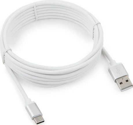 Кабель Cablexpert Silver, USB 2.0, AM/Type-C, 3 м, белый